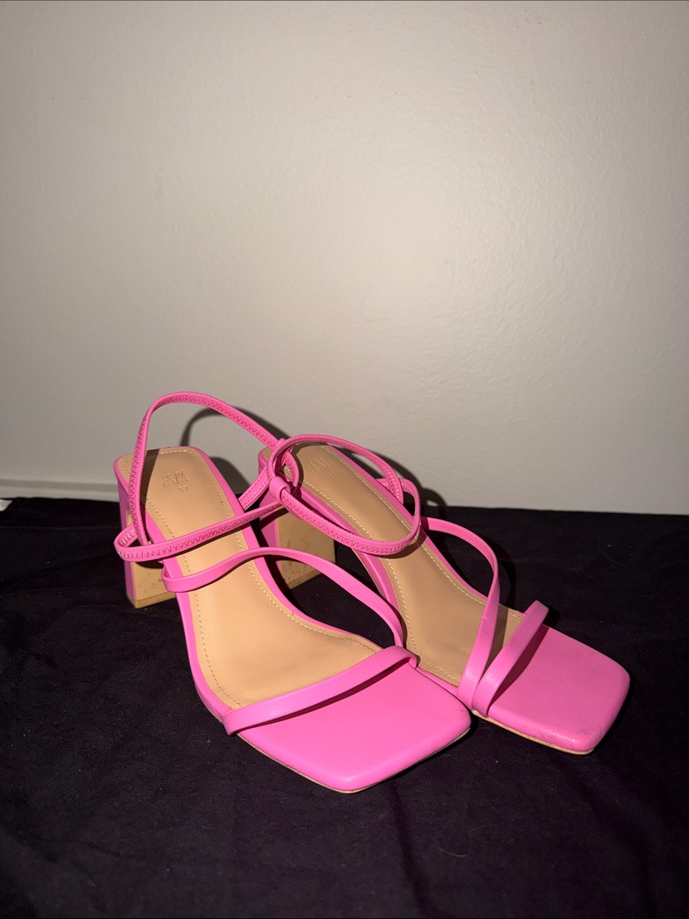 H&M Hot Pink Strappy Block Heel Sandals